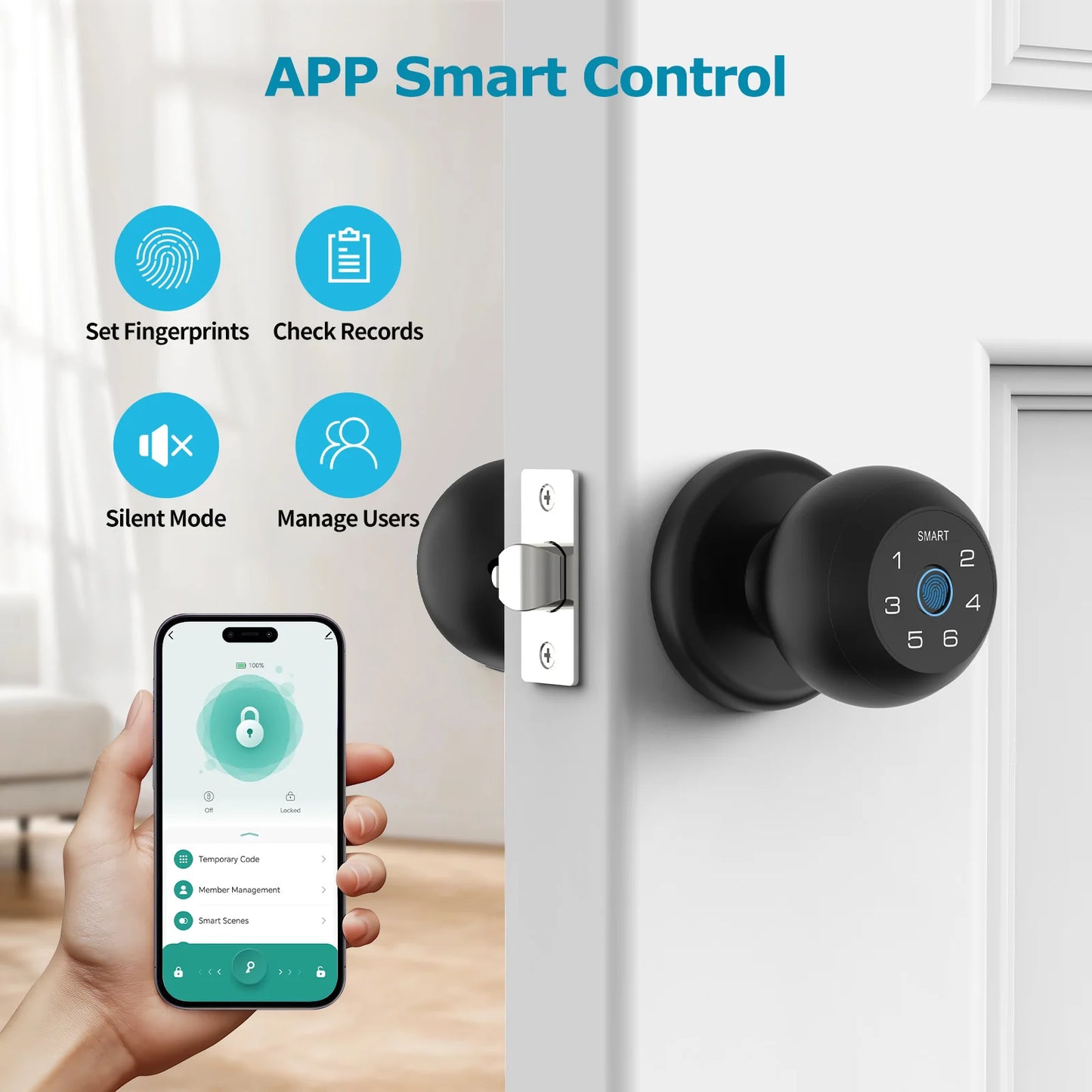 Smart Lock  Fingerprint   Lock App Passcode Unlock Electronic