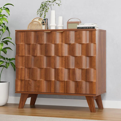 Fluted Sideboard Storage Console With Adjustable Shelf