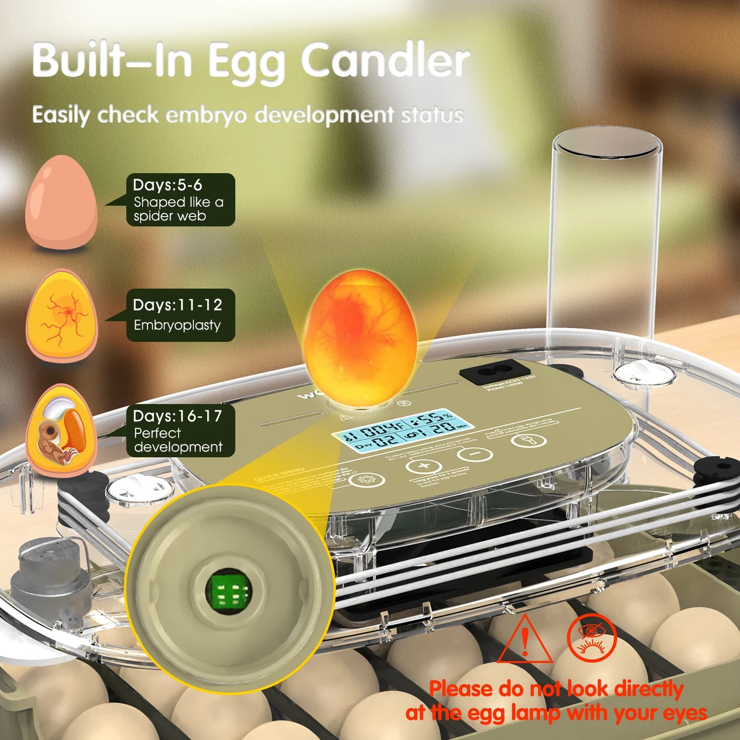 24 Egg Incubator  Automatic Turning, Temperature &  Humidity Control
