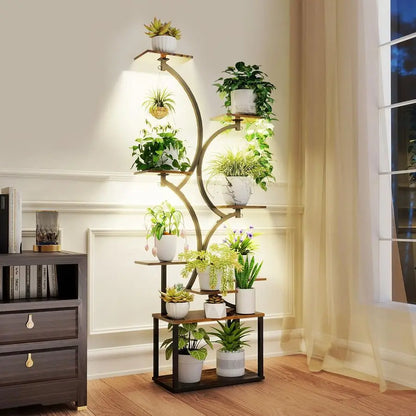 Indoor Plant Stand With Grow Lights
