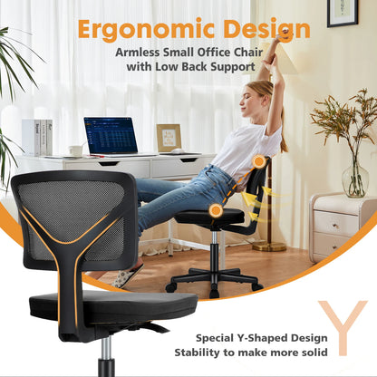 Armless Office Chair Adjustable Height Rolling Swivel