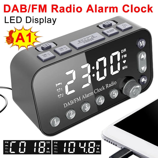 Digital Desktop Alarm Clock LED Display FM Radio