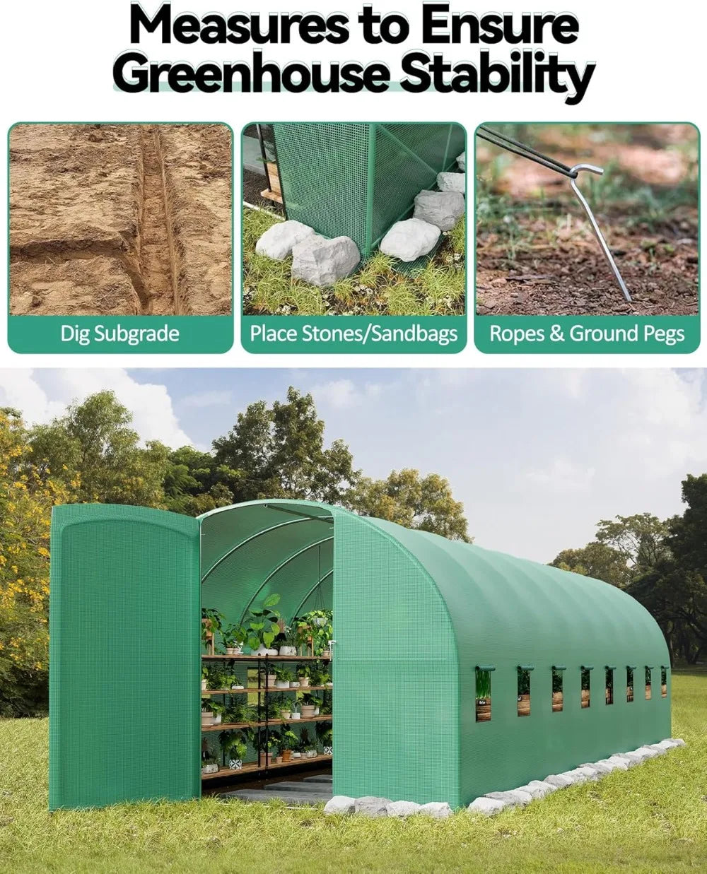 Reinforced Steel Frame 27x10x7 ft Greenhouse