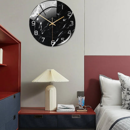 3D Acrylic Black & Gold Marble  Wall  Clock