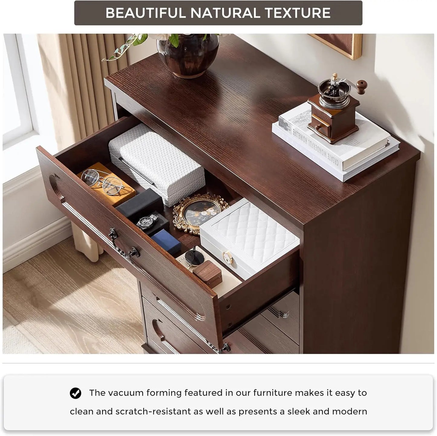 Cherry Wood Chest  with  6 wide drawers