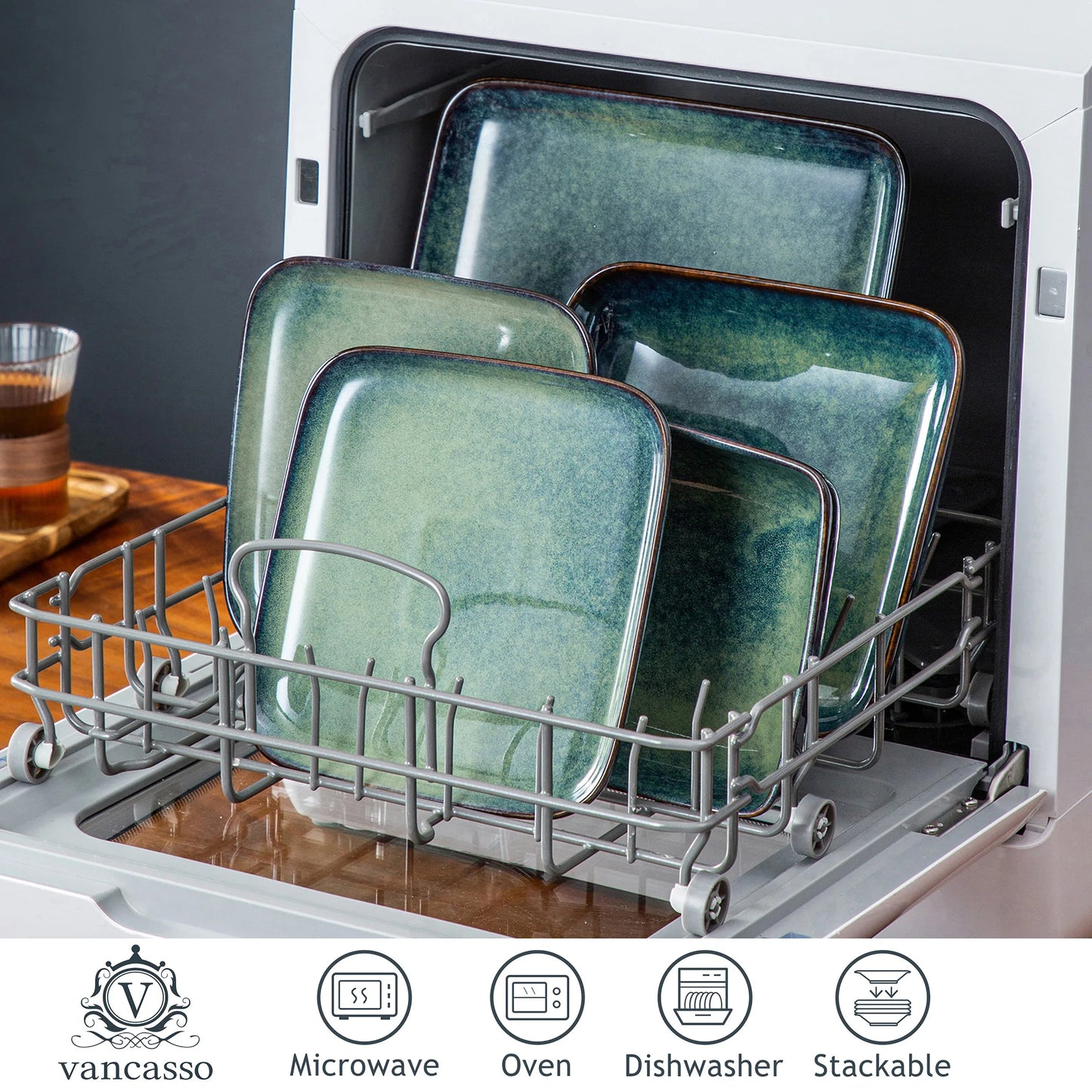 16Pc Square Dinner Ware Set