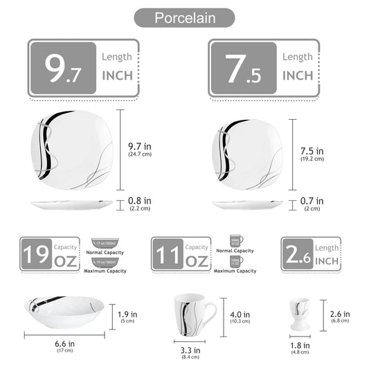 20/40 Piece Black Stripe Porcelain Dinner Combi-Set