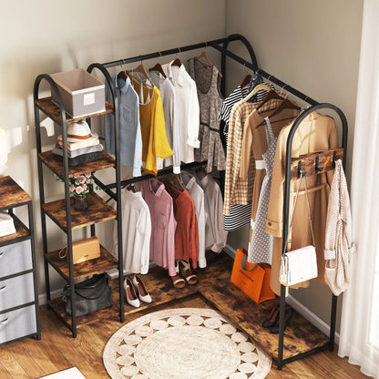 L Shaped Clothes Rack & Corner Rack With Shelves