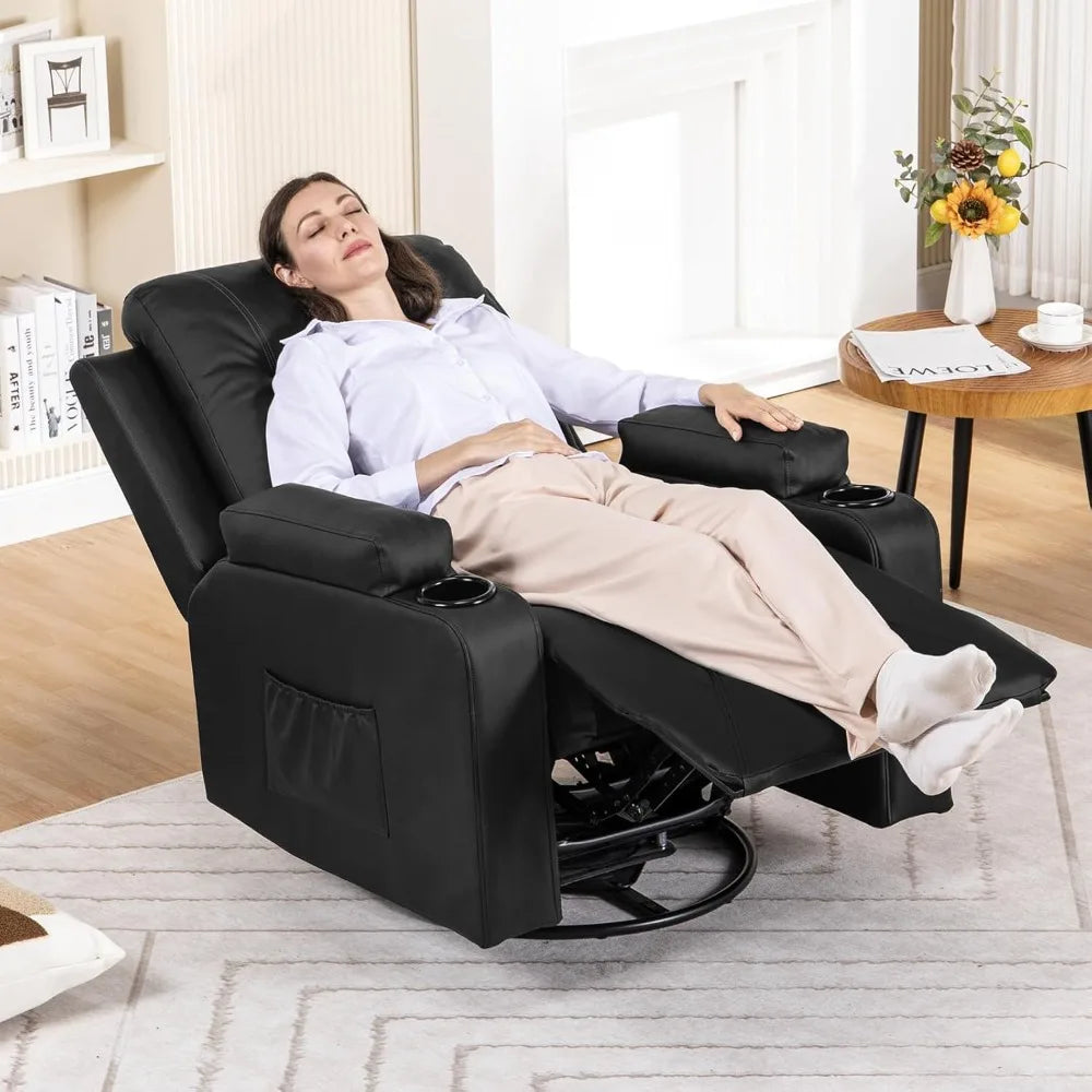Recliner ,Swivel Rocker With Side Pockets, Cup Holder