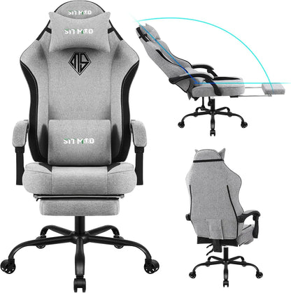 Gaming Chair, With Lumbar Support & Footrest