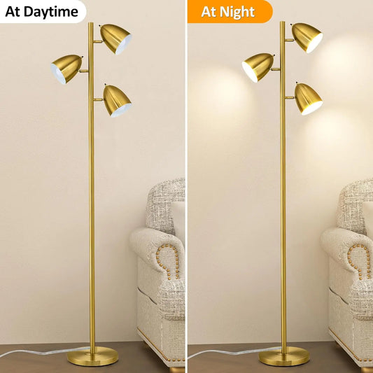 65"  Adjustable Floor Lamp with  Gold Metal Heads