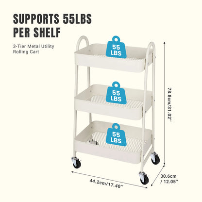 3 Tier Metal Storage Kitchen Cart