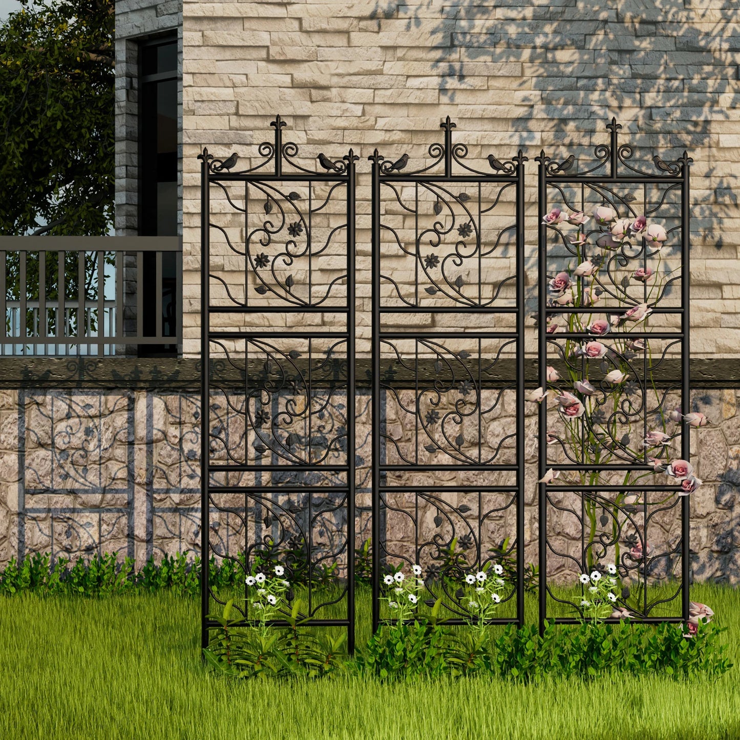 71 inch Tall Garden Trellis Black Lattice Panel