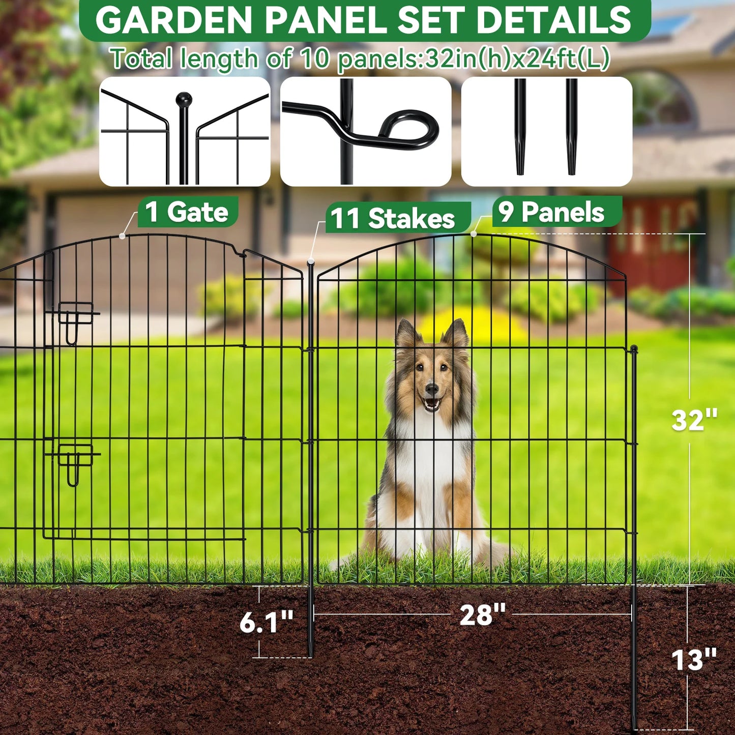 Decorative Garden Fence With 32Hx24Wgate