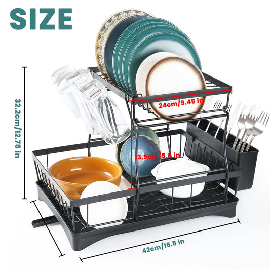 Large 2-tier dish drying rack