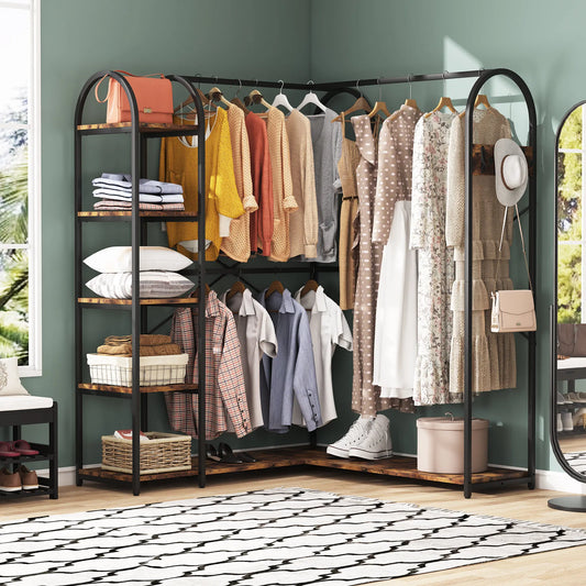 L Shaped Clothes Rack & Corner Rack With Shelves