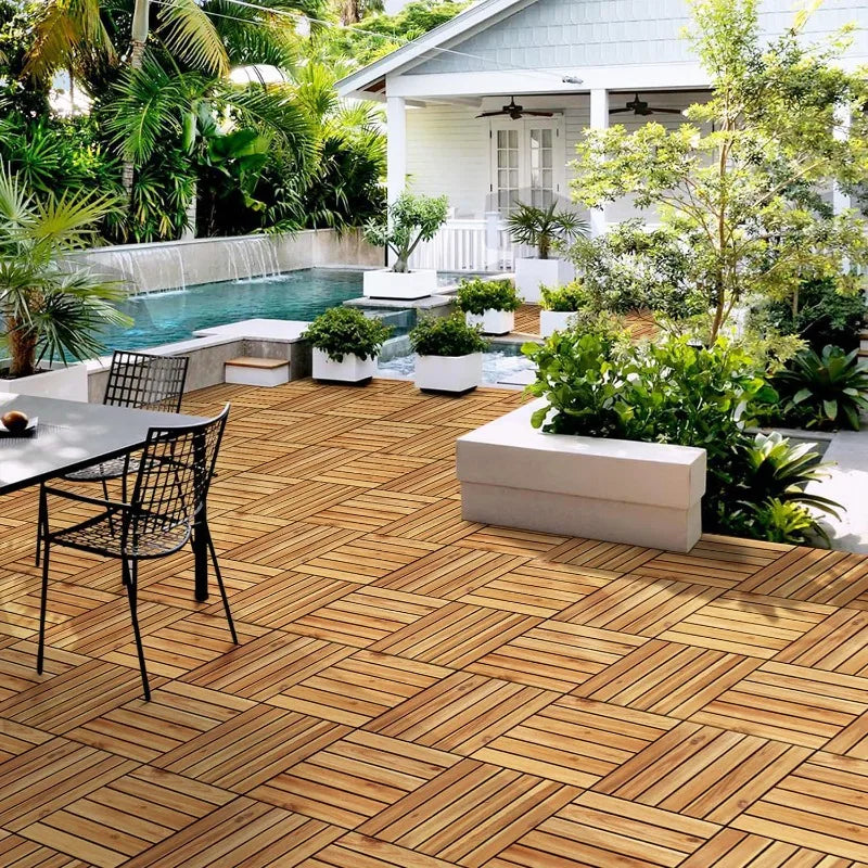 Acacia Wood Interlocking  Waterproof Flooring Tiles