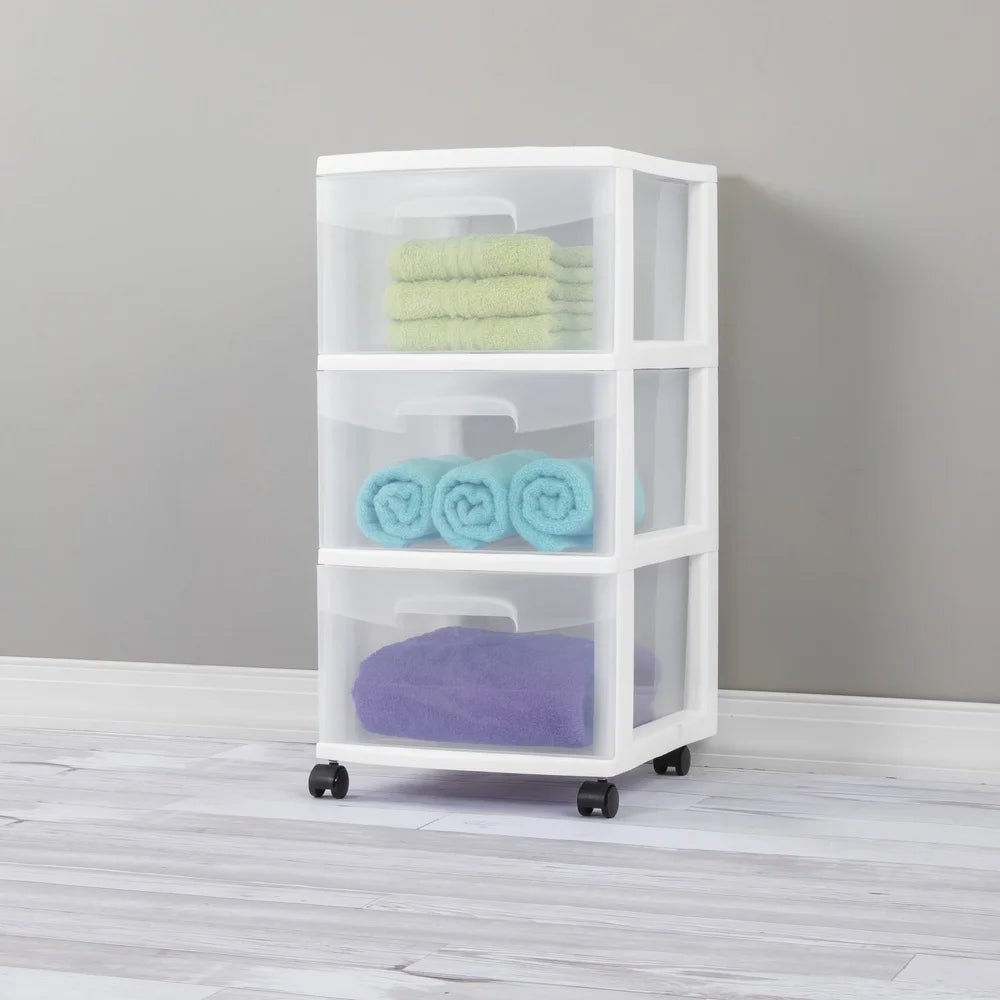 3 Drawer Plastic Rolling Storage & Organizer Cart