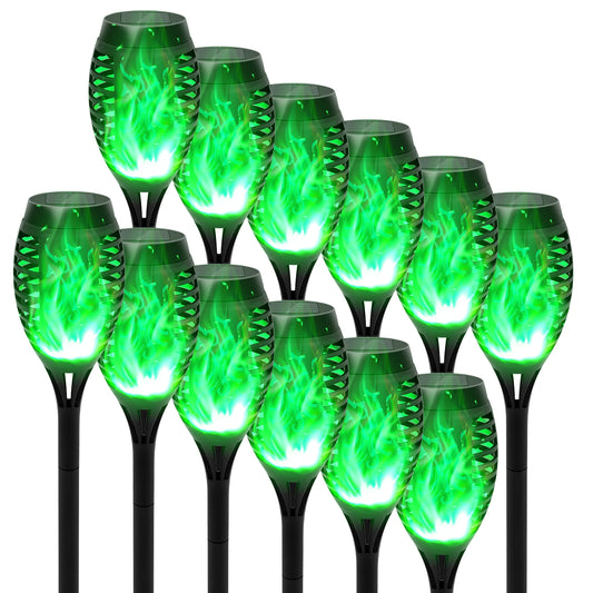 Green Solar Flickering Flame  Water Proof Lawn Lights