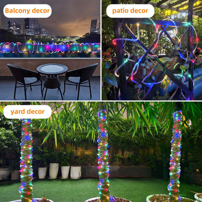 Color Solar Rope String Lights 8 Lighting Modes,