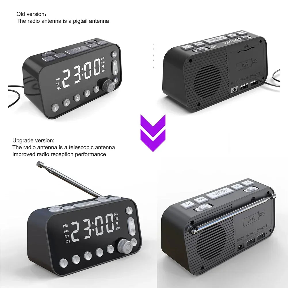Digital Desktop Alarm Clock LED Display FM Radio