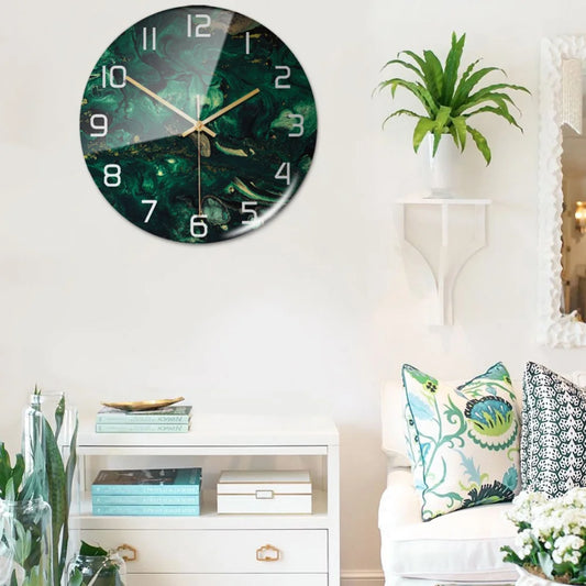 3D Acrylic Black & Gold Marble  Wall  Clock