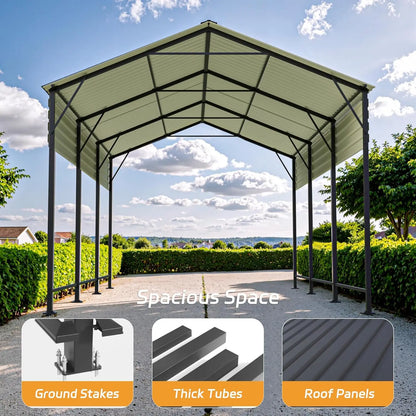 Metal Carport With Galvanized Roof& Heavy Duty Frame
