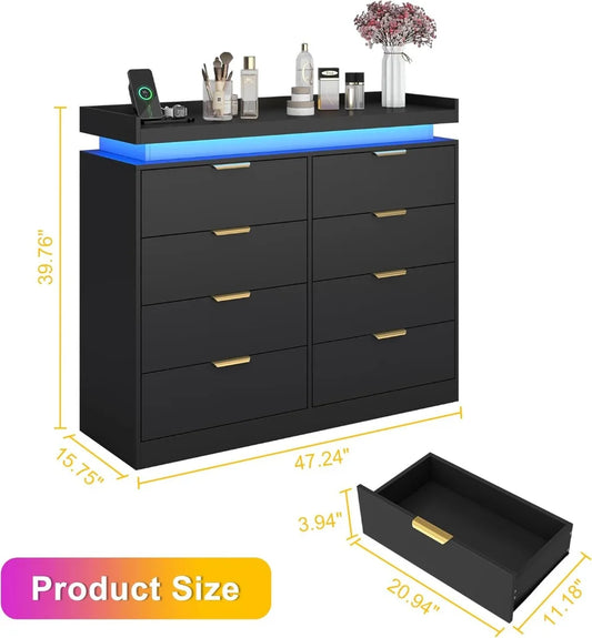 8 Drawer Dresser with Power Outlet,