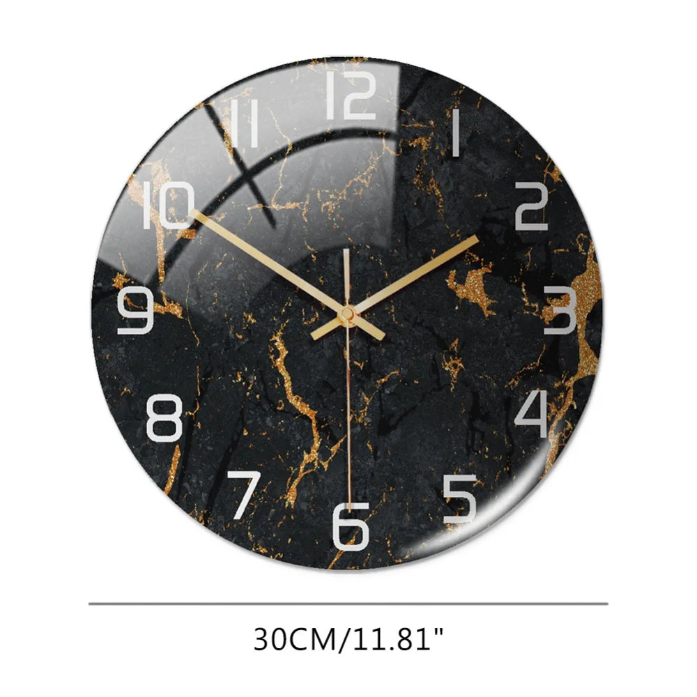 3D Acrylic Black & Gold Marble  Wall  Clock