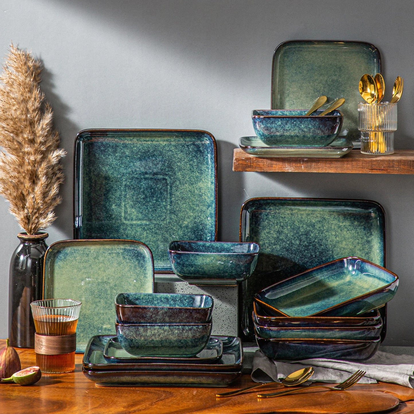 16Pc Square Dinner Ware Set