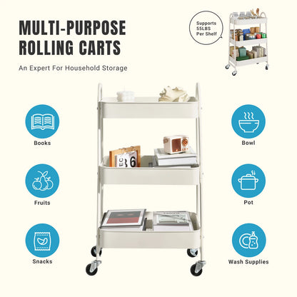 3 Tier Metal Storage Kitchen Cart