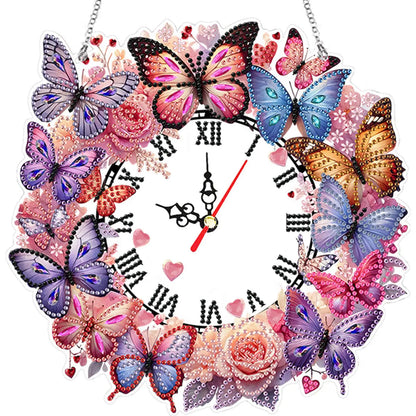 DIY Art Butterfly Crystal Diamond Clock