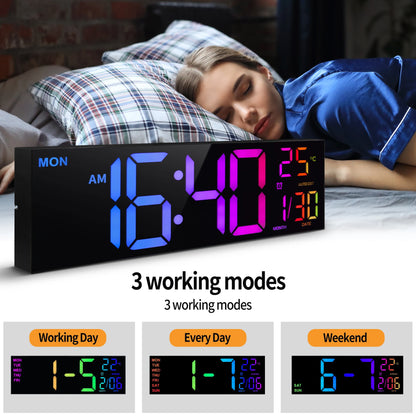 16" Digital Wall Clock, Big LED Display with Remote,