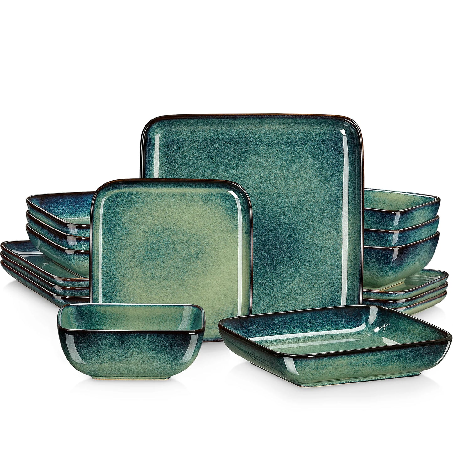 16Pc Square Dinner Ware Set