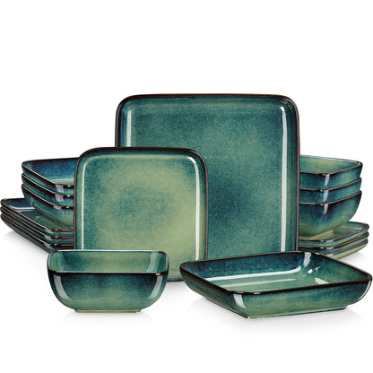 16Pc Square Dinner Ware Set