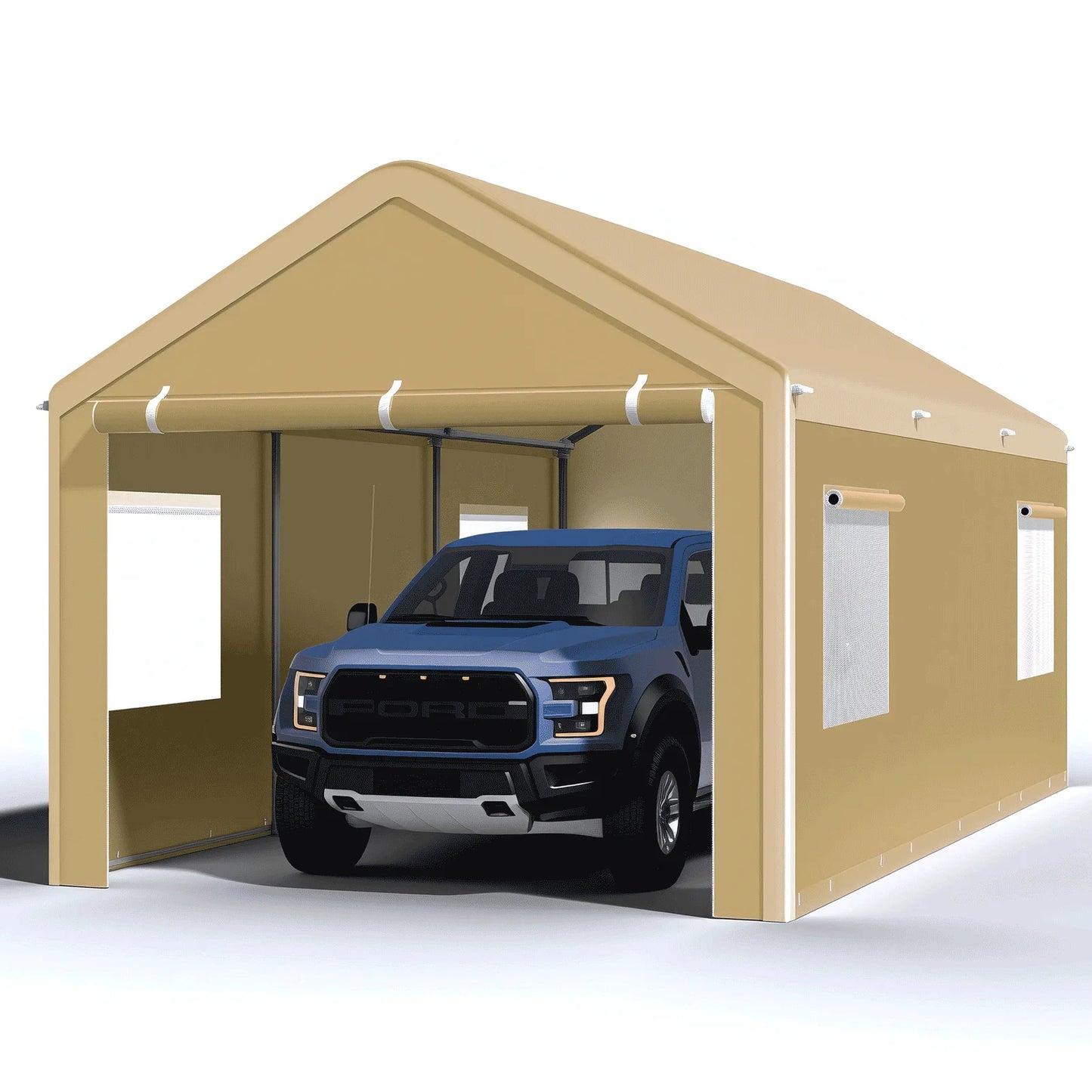 10x20 Ft Portable Garage With Roll-Up Windows