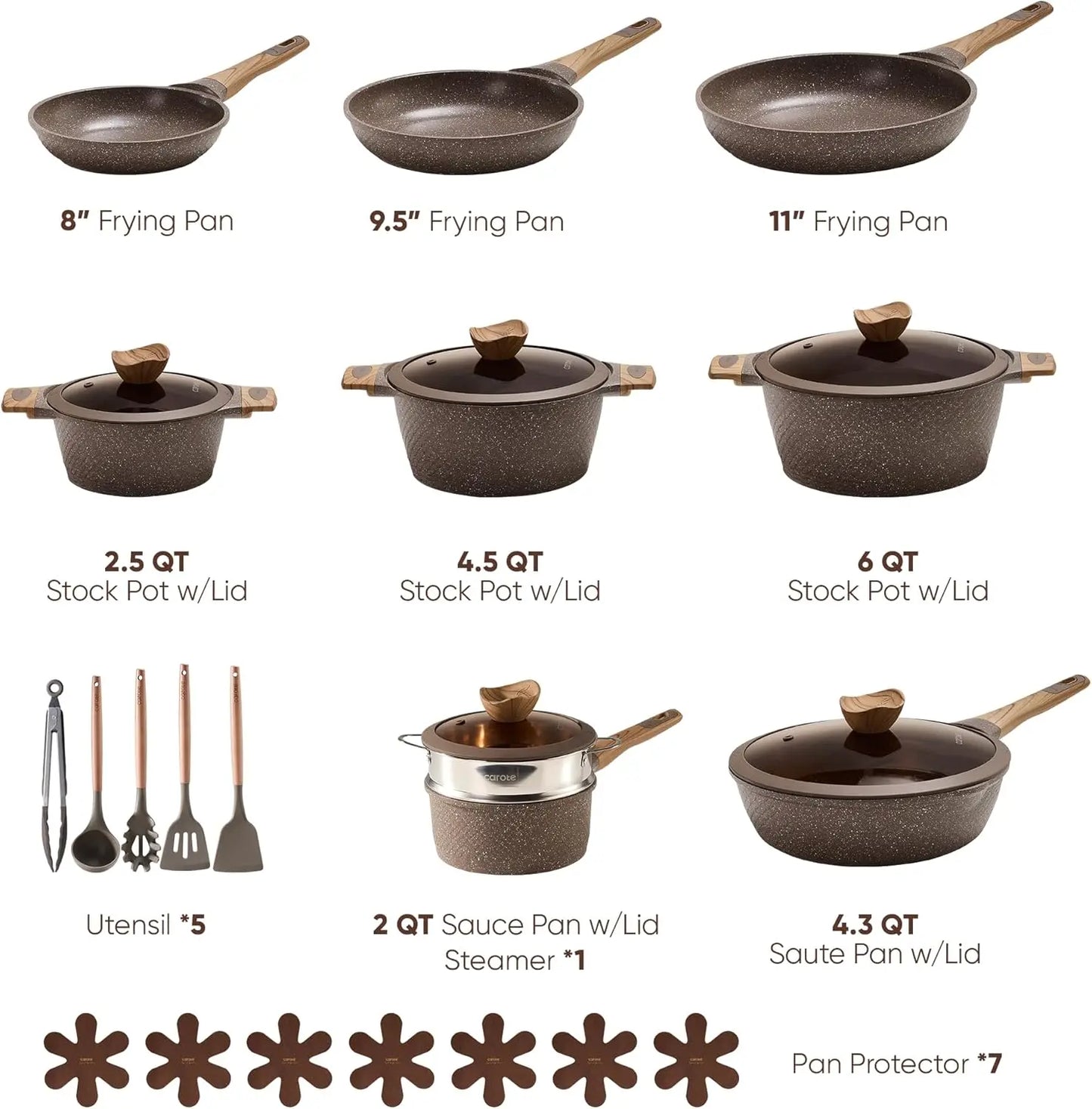 26PCS, Non Stick Cookware Set