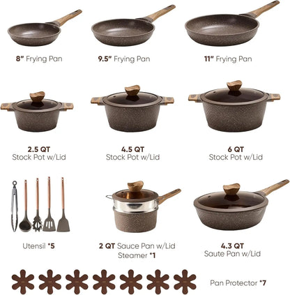 26PCS, Non Stick Cookware Set