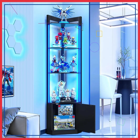 65"Corner Display Cabinet/Remote Control  5-Tier Shelves