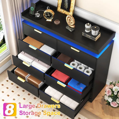 8 Drawer Dresser with Power Outlet,