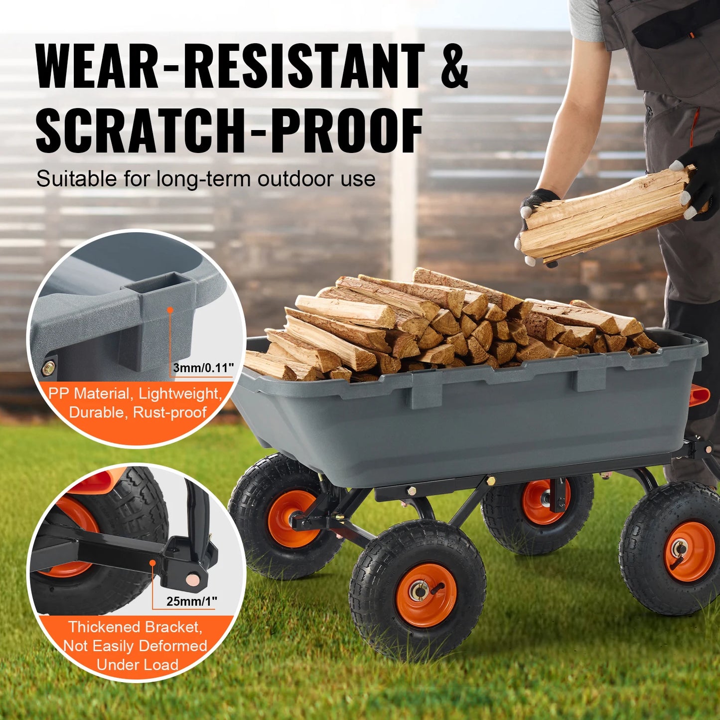 Durable Poly Dump Cart   With  Steel Structure