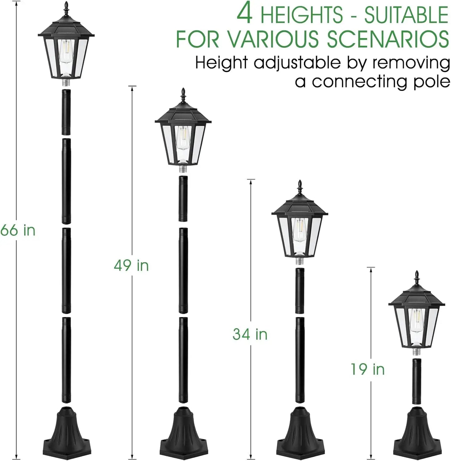 66" Solar Lamp Post Light Waterproof