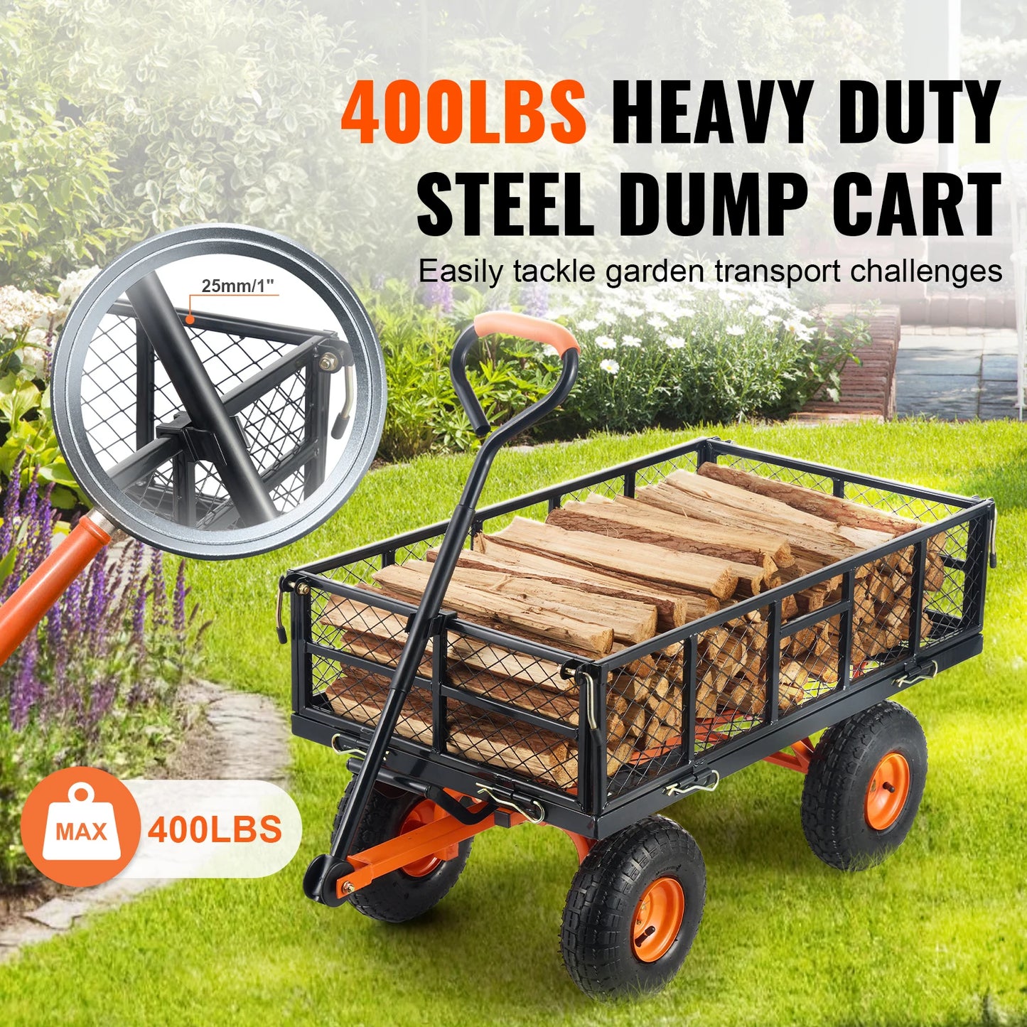 Metal Utility Wagon / versatile  dump cart and wheel Barrow