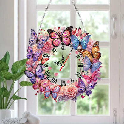 DIY Art Butterfly Crystal Diamond Clock