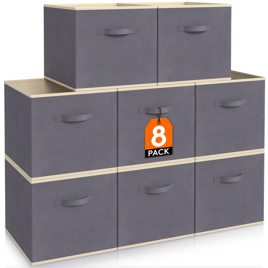 8-Pack 11/13 Inch Cube Storage Bins, With Handles