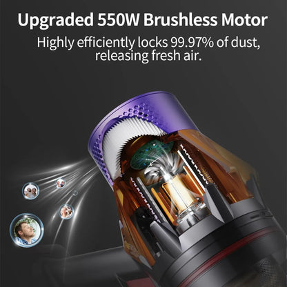 Cordless Vacuum Cleaner 550W  Powerful Brushless Motor