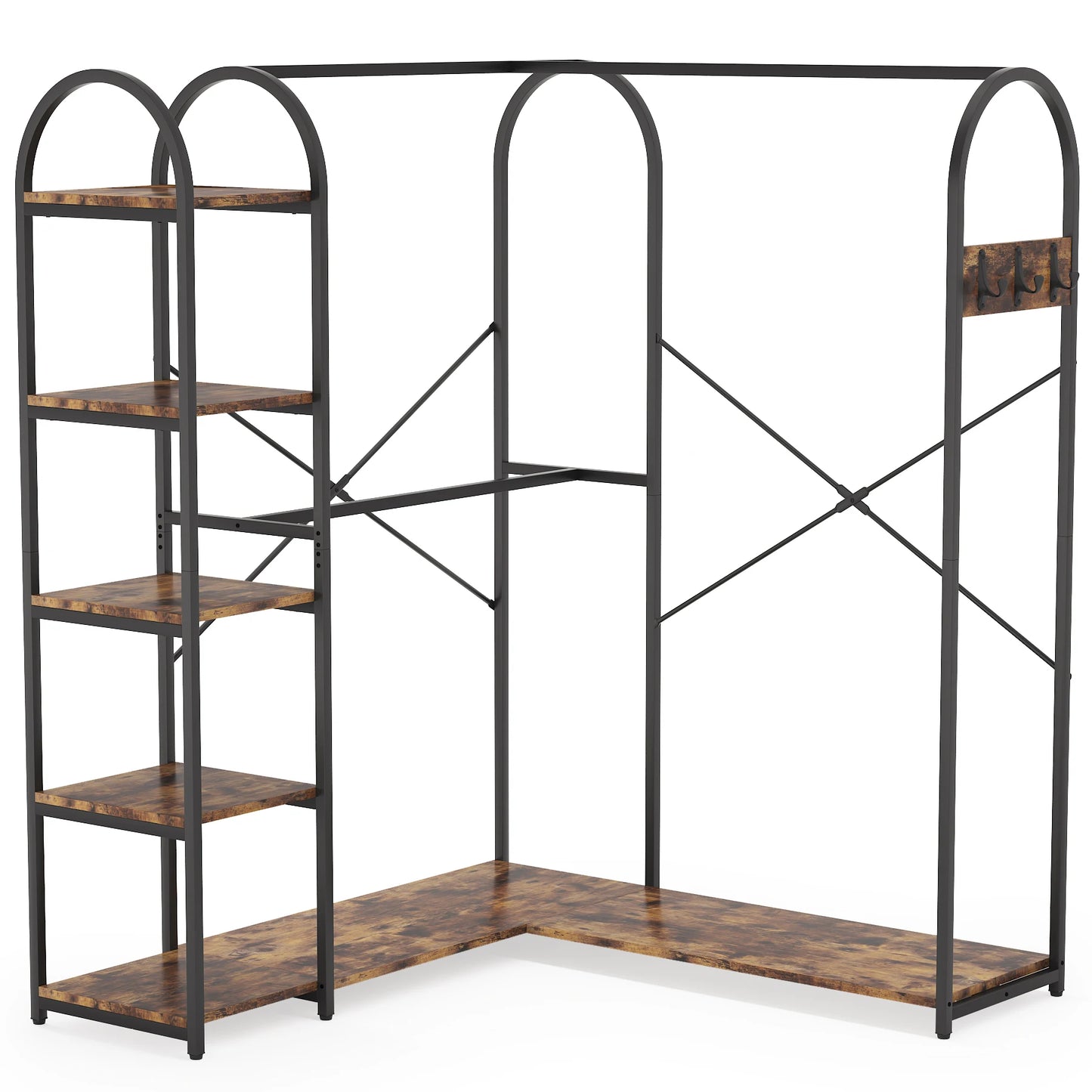 L Shaped Clothes Rack & Corner Rack With Shelves