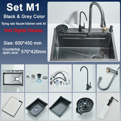 Stainless Steel Kitchen Sink with  Digital Faucet Display