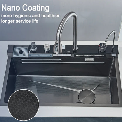 Stainless Steel Kitchen Sink with  Digital Faucet Display