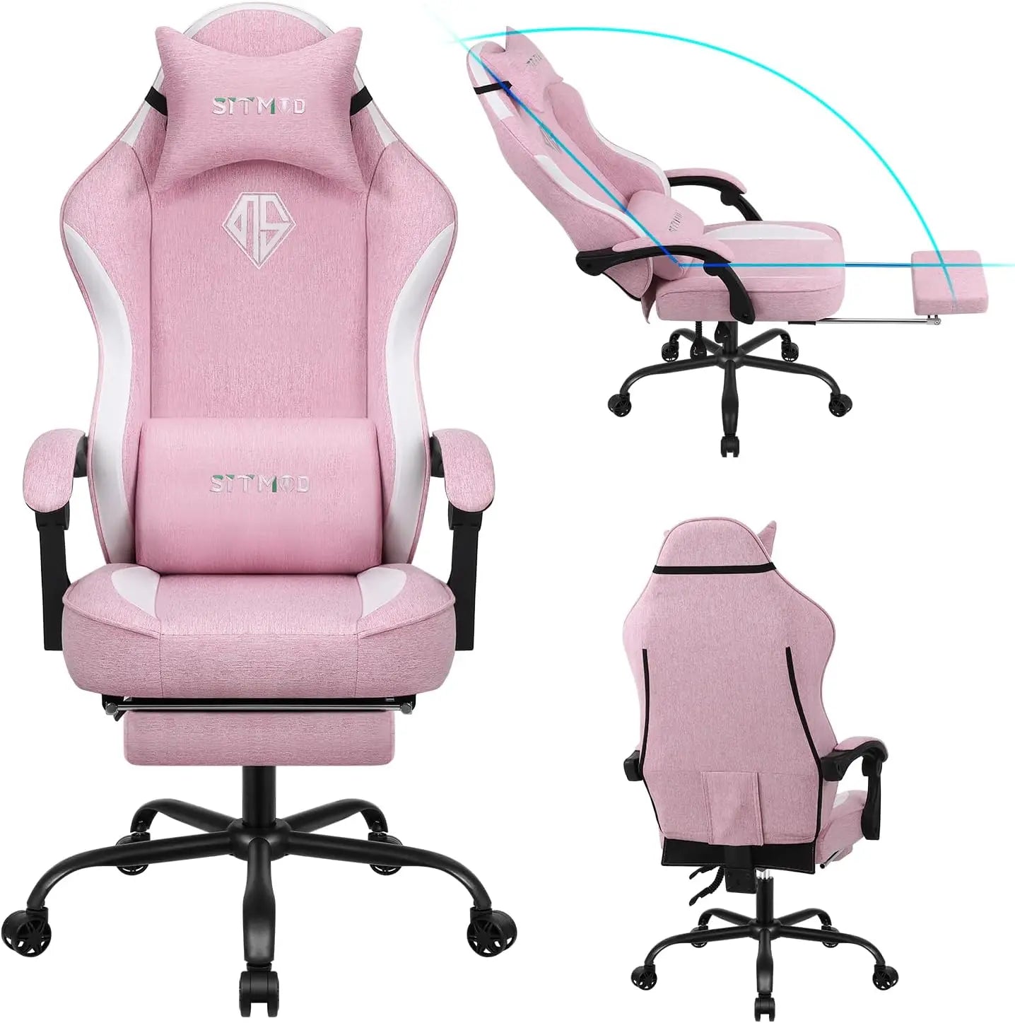Gaming Chair, With Lumbar Support & Footrest